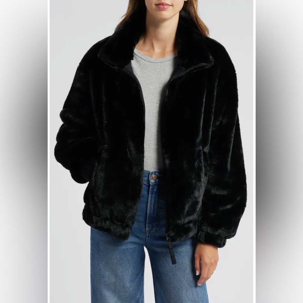 UGG black faux fur jacket- FANTASTIC condition-XL